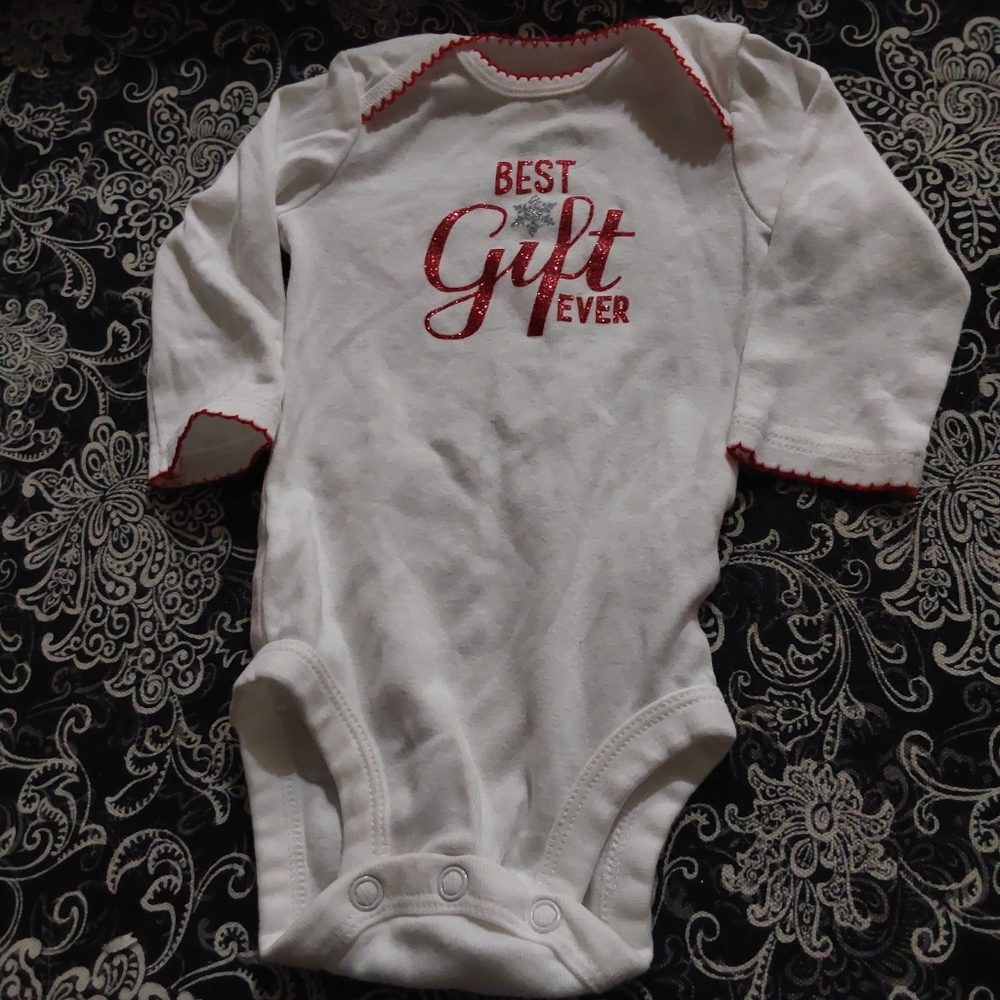 3 M MONTHS BABY INFANT SIZE CARTER'S BEST GIFT EVER CHRISTMAS ONE PIECE